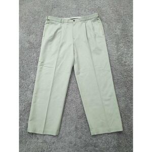 Haggar Dress Pants Mens 42x29 Beige Pleated Straight Formal Dressy‎